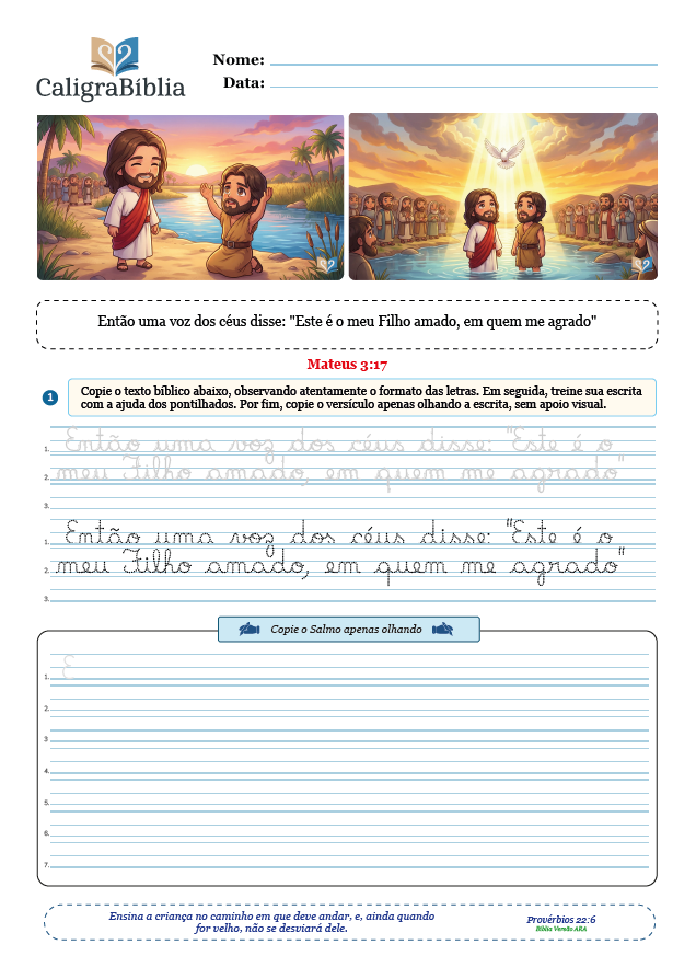 Atividades 6 Caligrafia com a Bíblia - Caligrabiblia - Histórias de Jesus - Mapas mentais bíblicos - Caligrafia